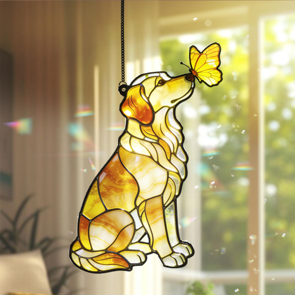 Golden Retrieve Acrylic Suncatcher, Colorful Window Hangings, Dog Lover Gift, Pet Memorial Gifts, Pet Loss Gift, Loss of Dog, Sympathy Gift