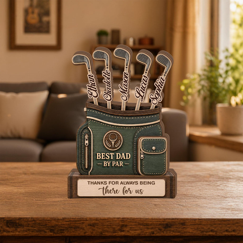 Personalized Golf Bag Name Sign for Dad, Custom Golf Gift for Father’s Day, Golf Desk Decor, Grandpa Golf Keepsake