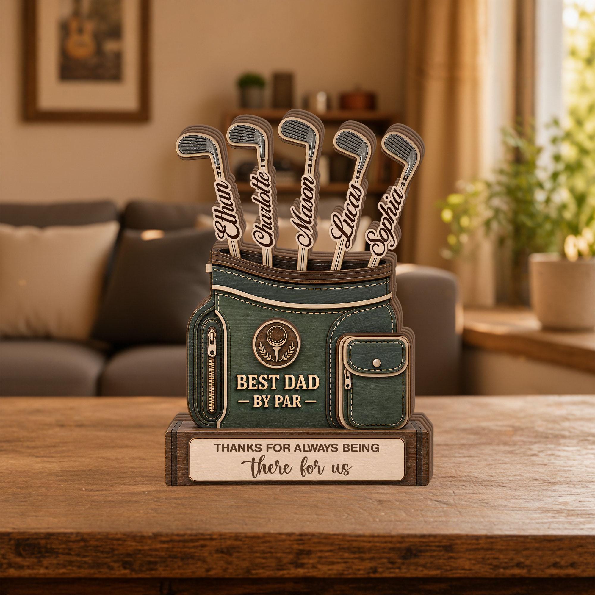 Personalized Golf Bag Name Sign for Dad, Custom Golf Gift for Father’s Day, Golf Desk Decor, Grandpa Golf Keepsake