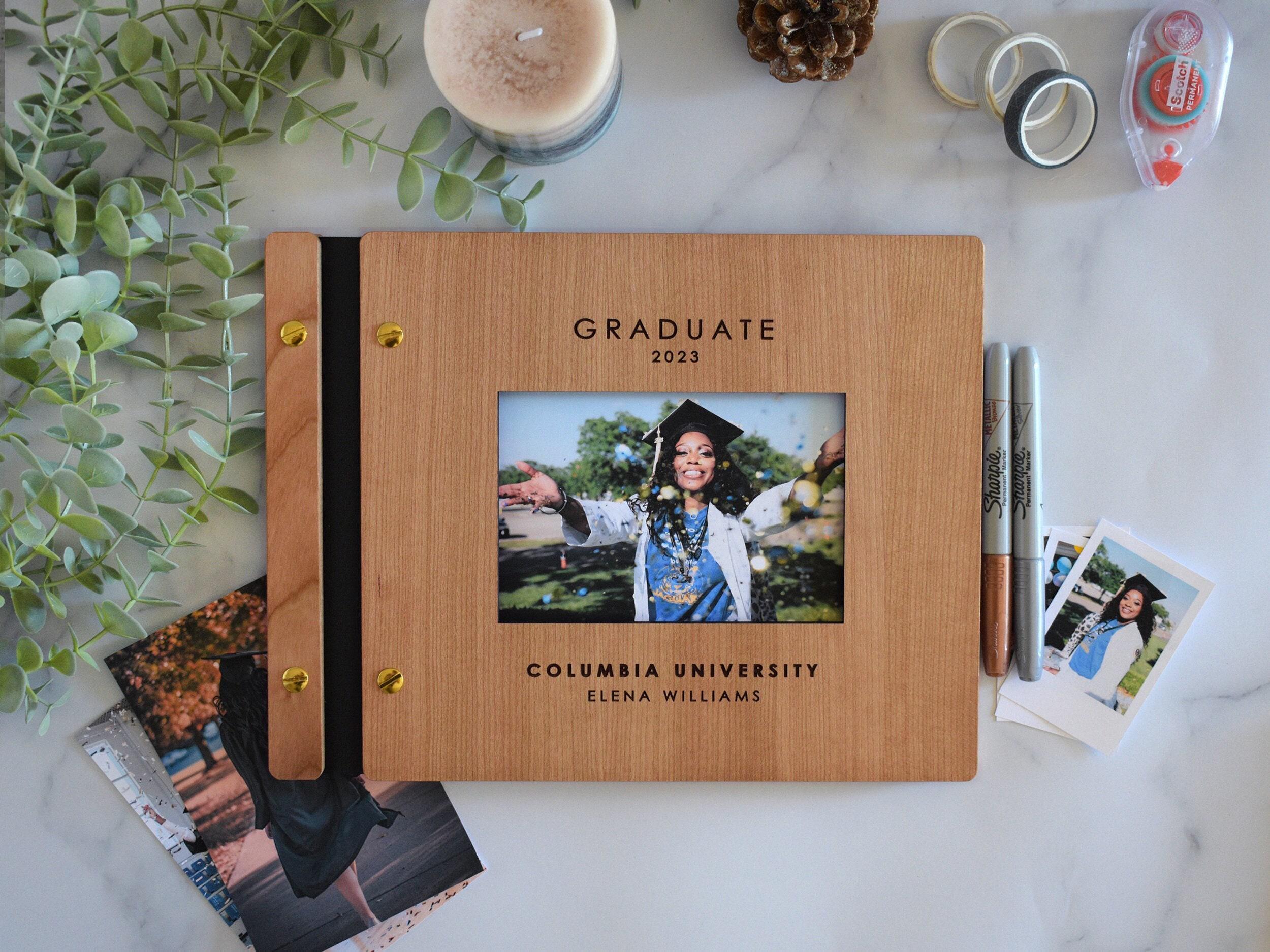Personalized Graduation Photo Album with Picture Window, Custom Wooden Book Binder, Class of 2025 Gift, Graduate Memory Book