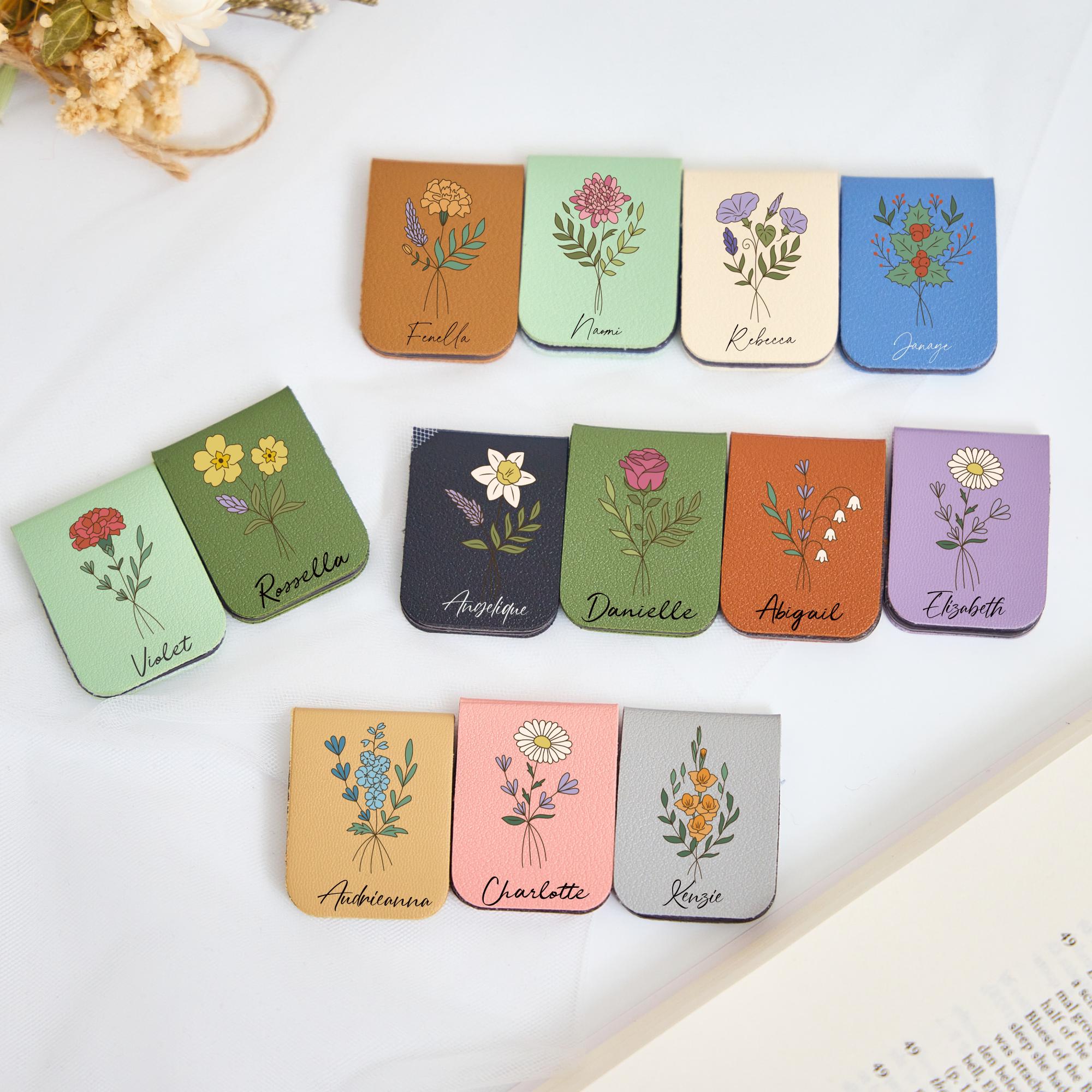 Personalized Leather Bookmark,custom Birth Month Flower With Name for Book Lovers,ideal Bookmark Gifts for Her,bridesmaid Gift,wedding Gift