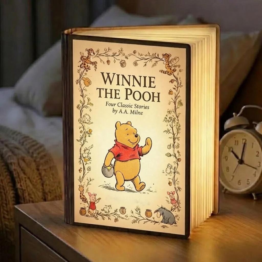 Classic Winnie the Pooh Night Light, Sentimental Mother's Day Gift, Custom Wooden Book Lamp, Nana Birthday Gift, Home Decor, Gift for Mom