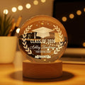 Personalized Graduation Gift Class of 2026, Custom Name School Crystal Ball Night Light, University Grad Keepsake, Wood Base LED Lamp