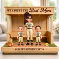 Personalized Softball Mom Gift Wooden Standee, Custom Mom Kids Dugout Figurine, Mother's Day Birthday Gift for Mom Family Keepsake Decor