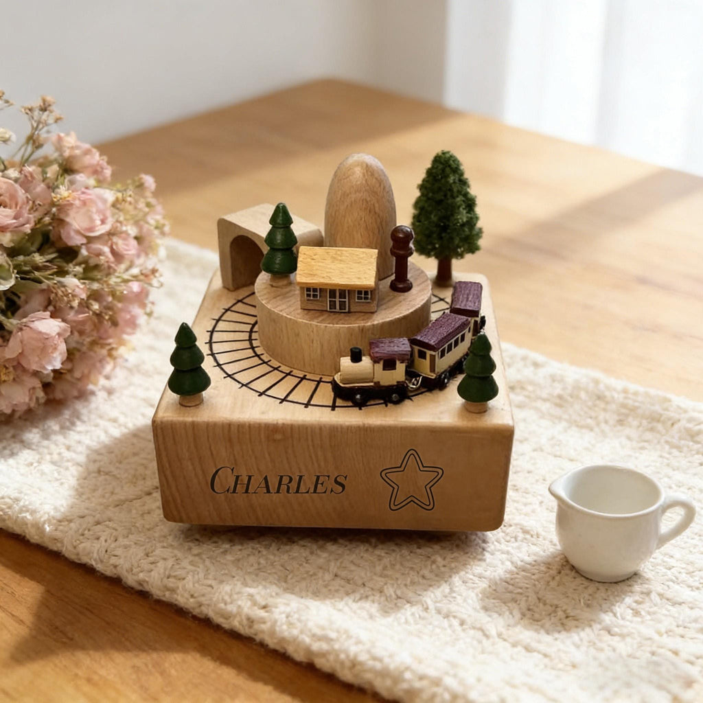 Dinosaur Park Music Box, Wooden Music Box, Custom Wooden Handmade Music Box, 1st Birthday, Personalised Music Box Gift, Baby Shower Gift