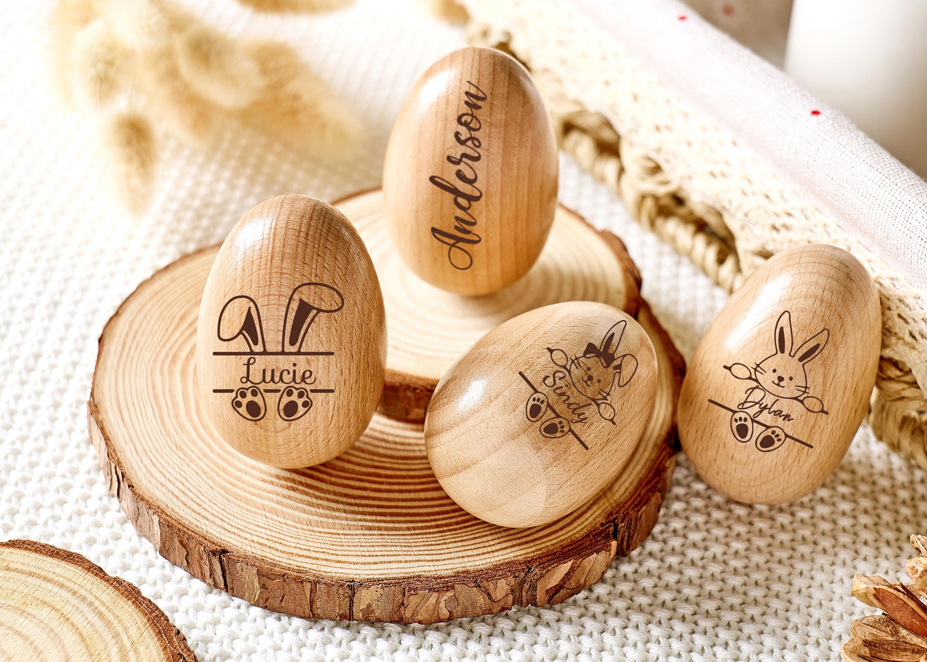 Personalized Wooden Easter Egg Shakers, Engraved Kids Musical Instrument Set, Montessori Toddler Rattle, Baby’s First Easter Gift