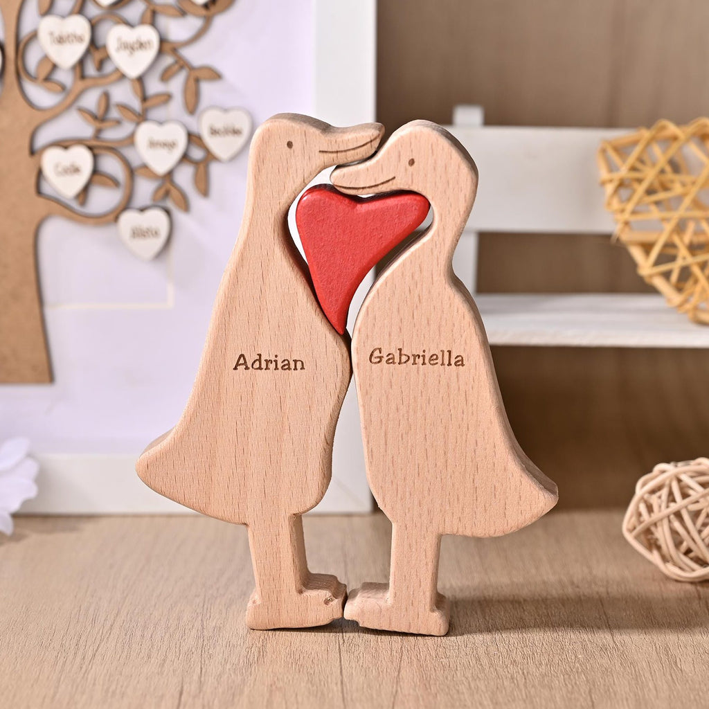 Cute Duck Family Puzzle, Wooden Family Decor, Duck Lover Gifts, Gift for Couples, Christmas Gift for Mom, 14th Anniversary Gift for Wife