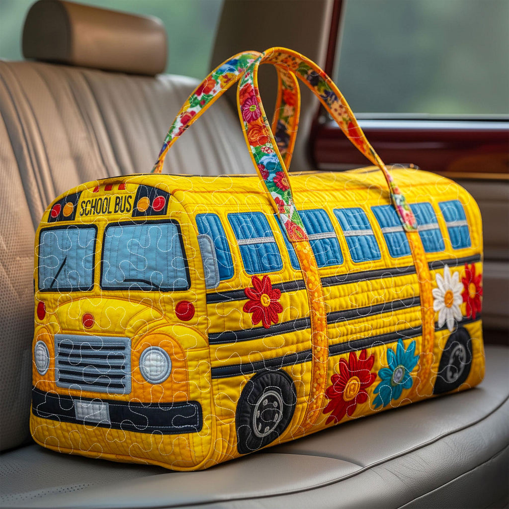 School Bus Quilted Duffle Bag, Bus Driver Gift, School Bus Driver Appreciation Gift, Back to School Gift, Bus Driver Quilted Cylindrical Bag