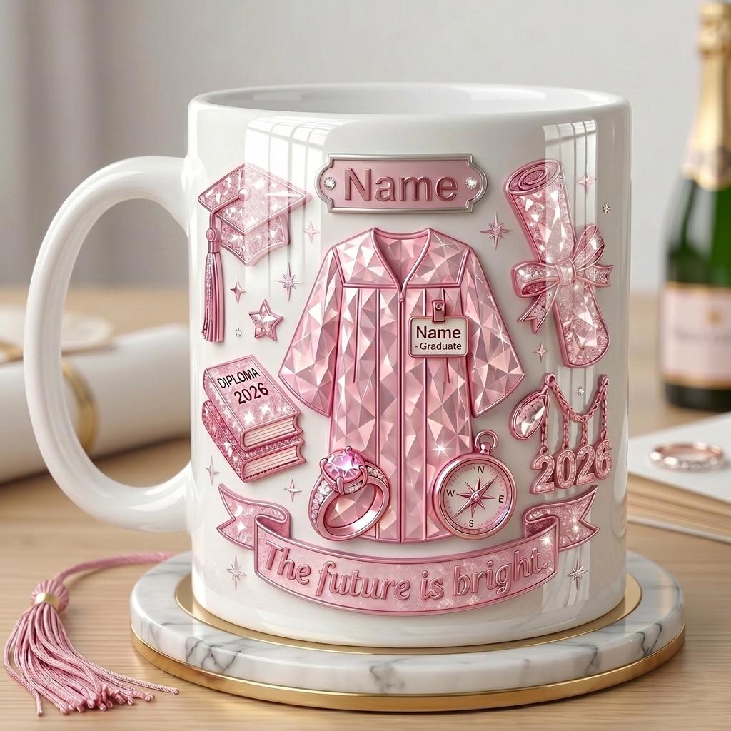 Personalized Graduation Mug Class of 2026, Faux 3D Effect Coffee Cup, Custom Senior Gift Keepsake, Graduation Party Mug