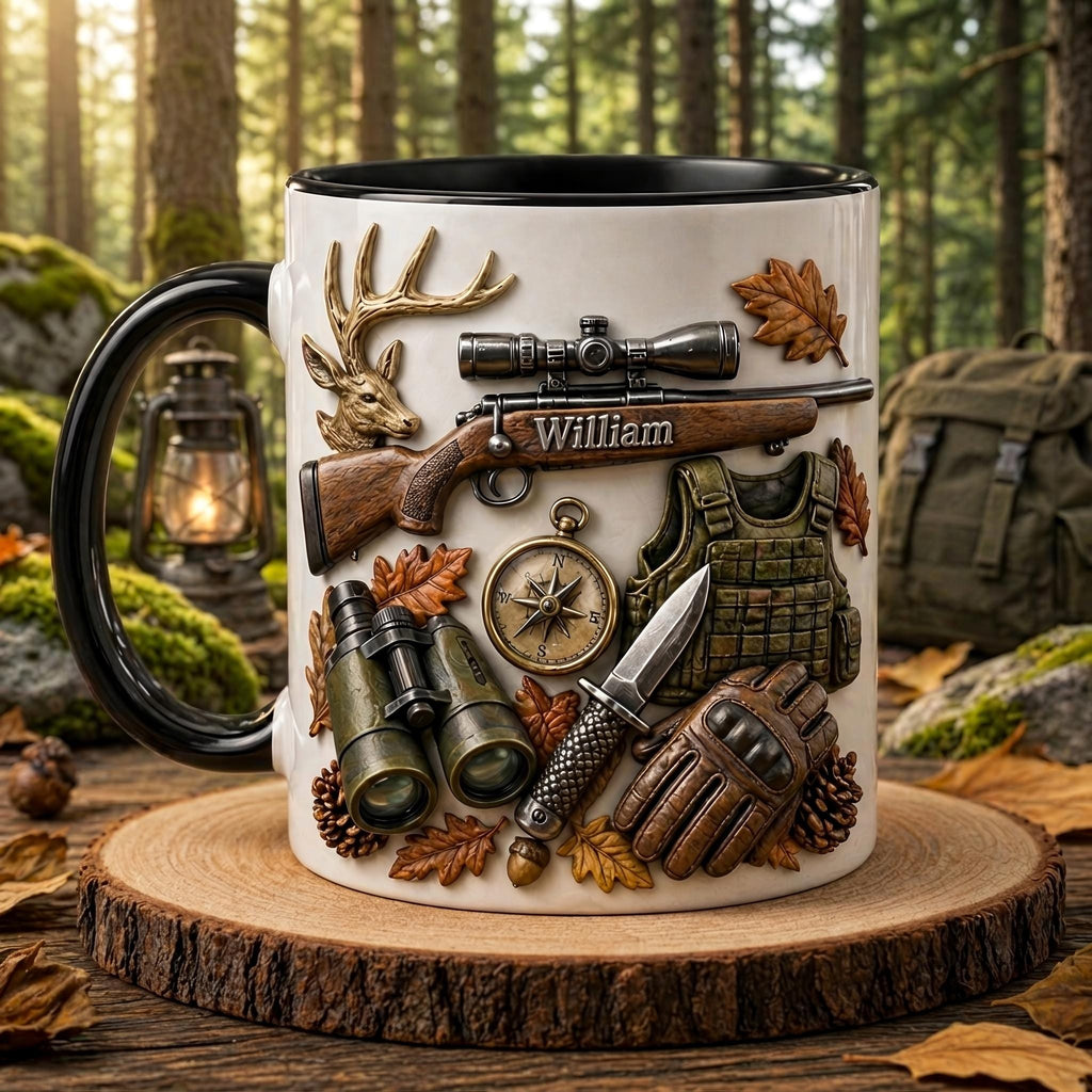Hunting Mug, Gift for Hunter, Outdoor Coffee Mug, Deer Hunting Cup, Rustic Cabin Mug for Him, Hunter Dad Gift