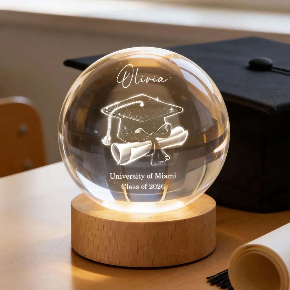 Class of Graduation Globe Lamp Night Light, Personalized Warm Glow Desk Display, Thoughtful Gift for Graduation
