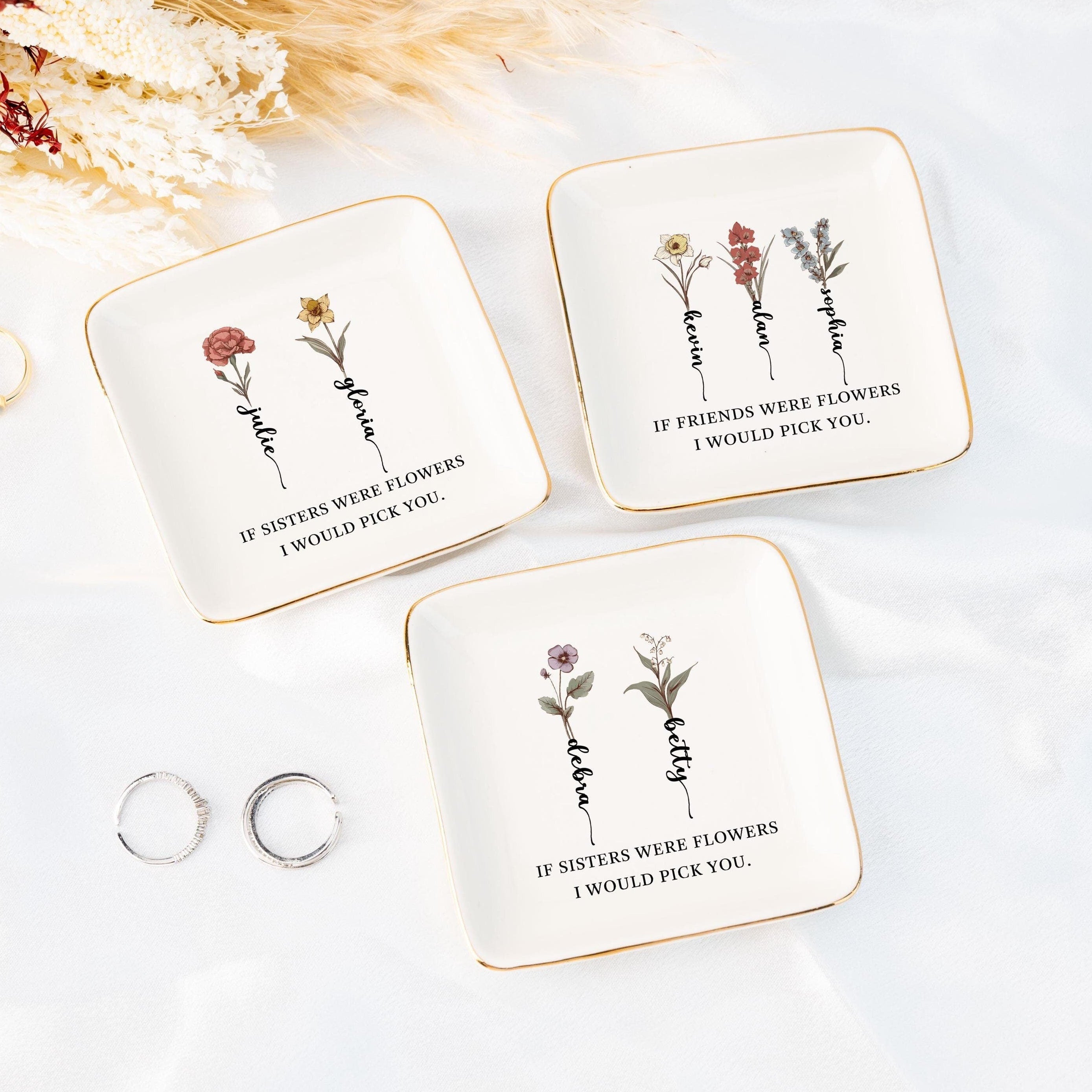 Custom Bridesmaid Gifts,friendship Trinket Dish,bridesmaid Jewelry Dish,best Friends Gifts,flower Ring Dish,friendship Gifts,wedding Gifts