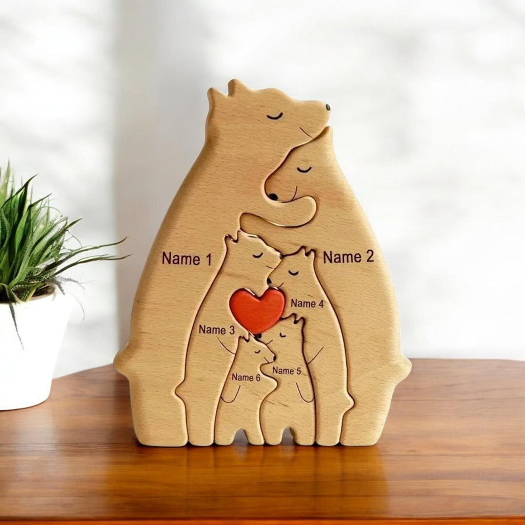 Bear Family Puzzle - Mothers Day Gift - Wooden Family Decor - Family Adoption Gift - Personalised Bear Family Puzzle - Moving Out Gift