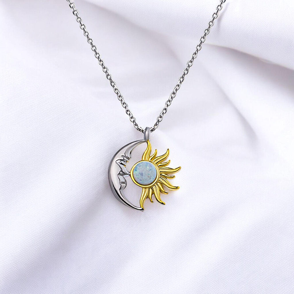 Sterling Silver Sun and Moon Necklace_ Celestial Pendant Jewelry, Elegant Necklace, Classic Jewelry Design, Daily Wear Necklace