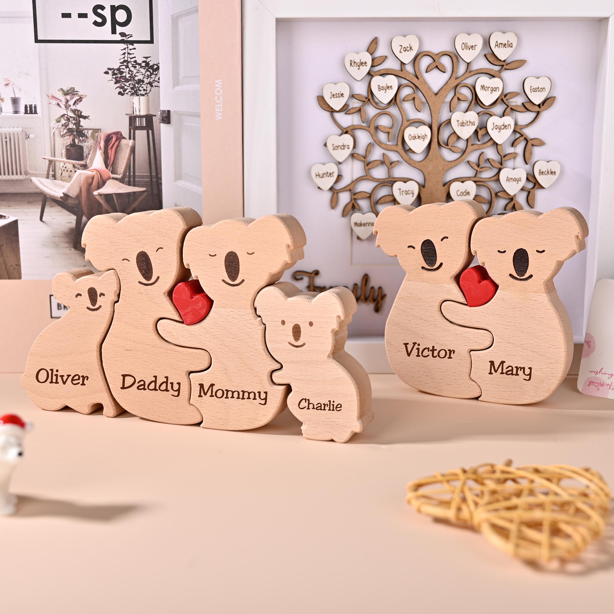Custom Wooden Koala Family Puzzle, Koala Family Jigsaw Decor, Family Name, Anniversary Gift, Family Home Decor, Gift for Mom (Copy)