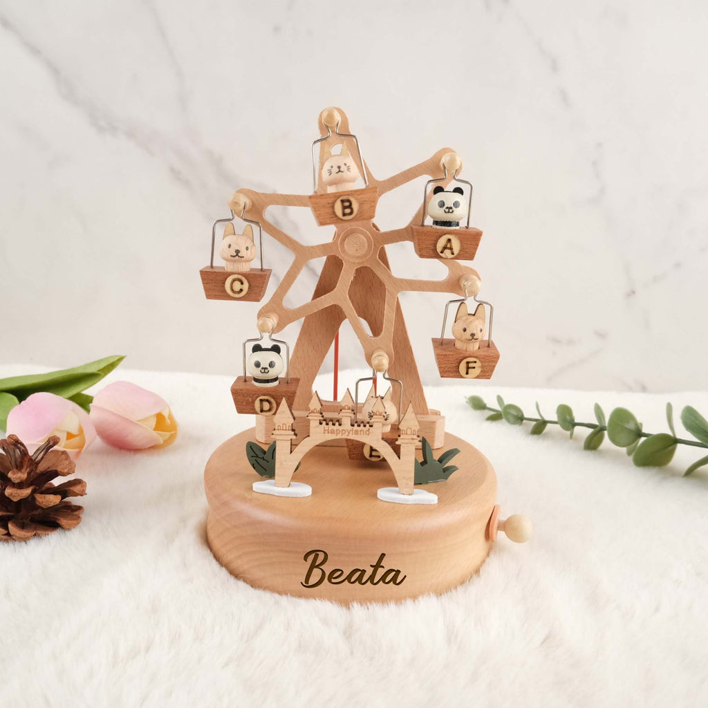 Personalized Engraved Wooden Music Box, Ferris Wheel Music Box, Customized Music Box, Holiday Gift, Unique Gift, Special Keepsake