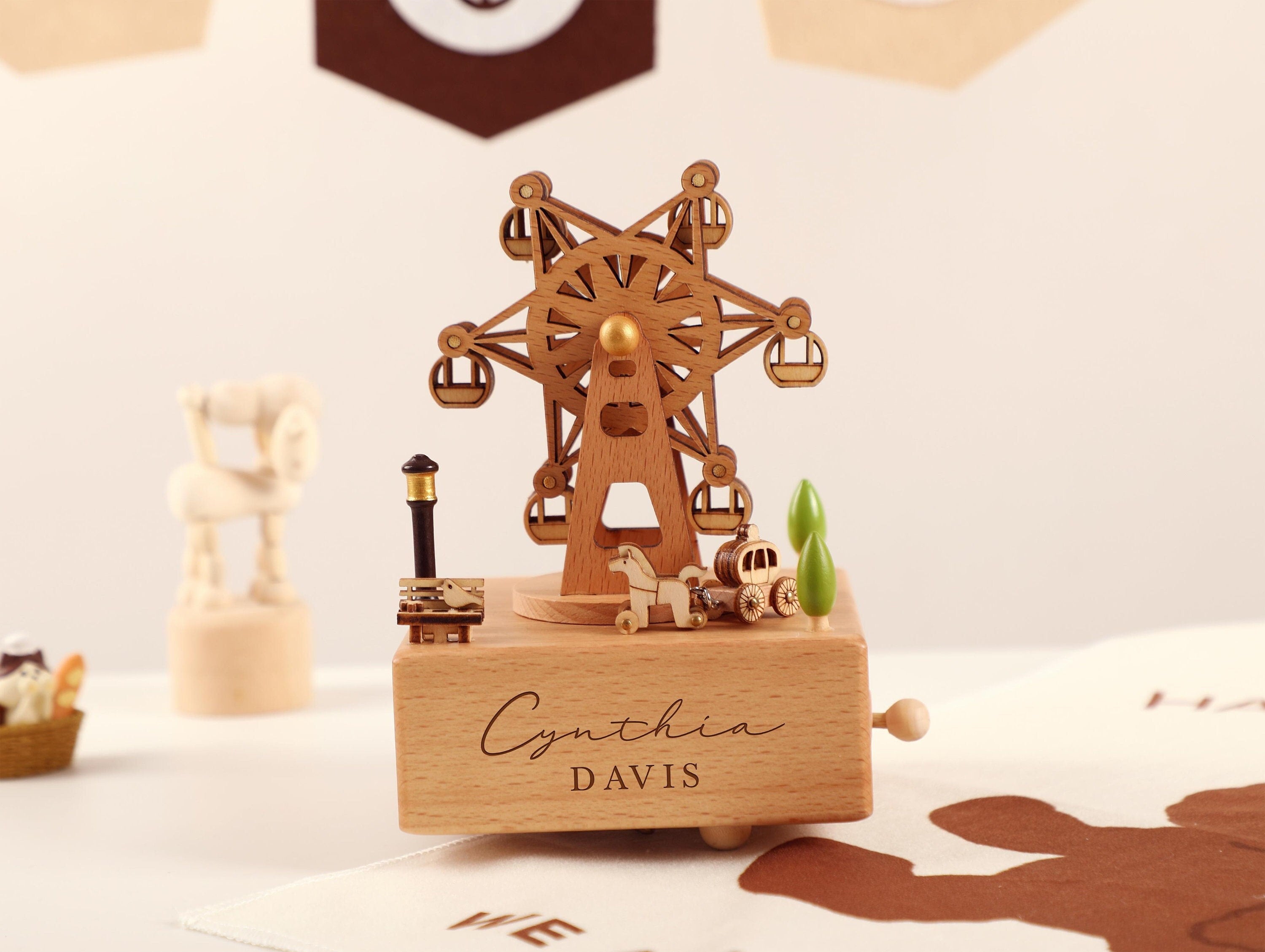 Ferris Wheel Birthday Music Box, Wooden Music Box, Custom Wooden Handmade Music Box, 1st Birthday, Personalised Music Box Gift, Baby Gift