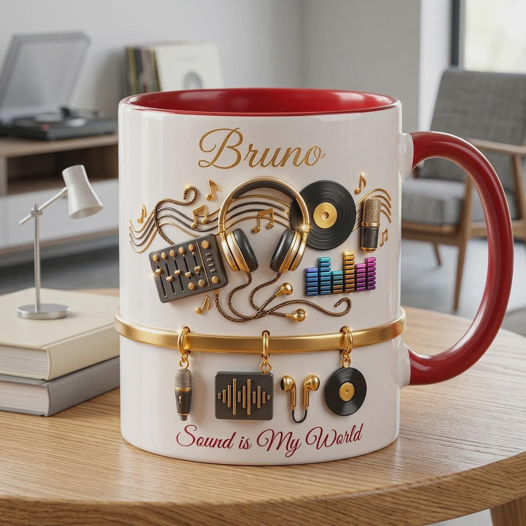 Personalized Music Mug, DJ Gift, Music Lover Coffee Cup, Custom Name Musician Gift, Music Teacher Mug
