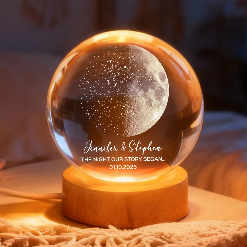 Custom Moon Phase & Star Map by Date - Personalized Crystal Ball Night