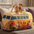 Quilted Book Lover Duffle Bag, Vintage Floral Library Travel Tote, Bookish Weekender Bag, Reader Gift, Floral Book Bag. DBPETAL34
