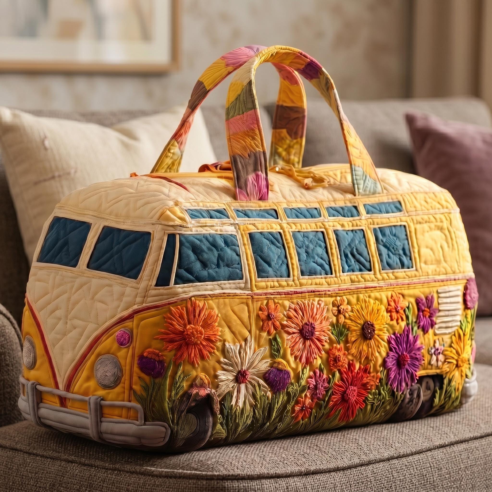 Quilted Book Lover Duffle Bag, Vintage Floral Library Travel Tote, Bookish Weekender Bag, Reader Gift, Floral Book Bag (Copy)