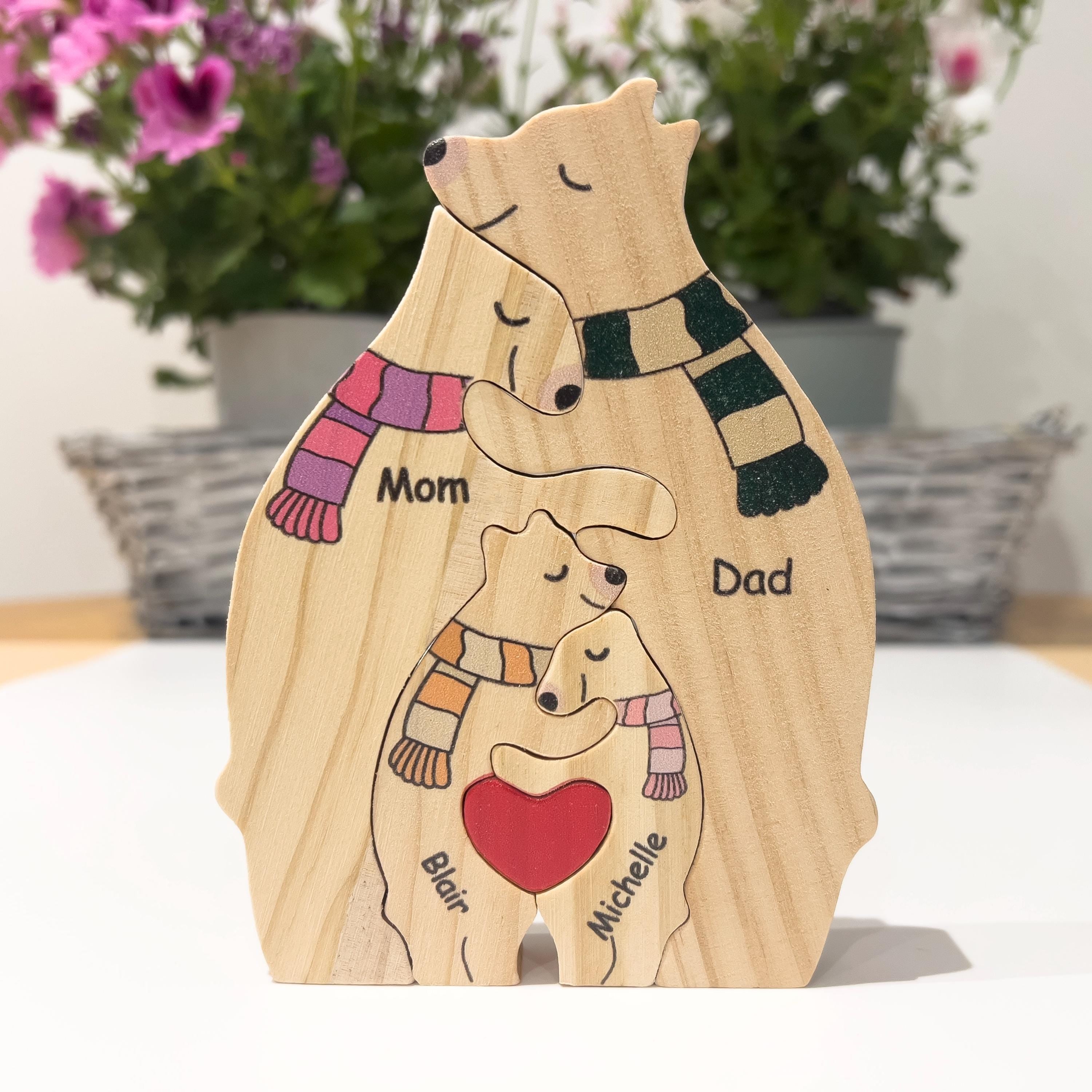 Custom Christmas Gifts, Wooden Bear Family Puzzle, Home Decor, Custom Family Gift, Baby Shower Gift, Birthday Wedding Gifts, Gifts for Mom