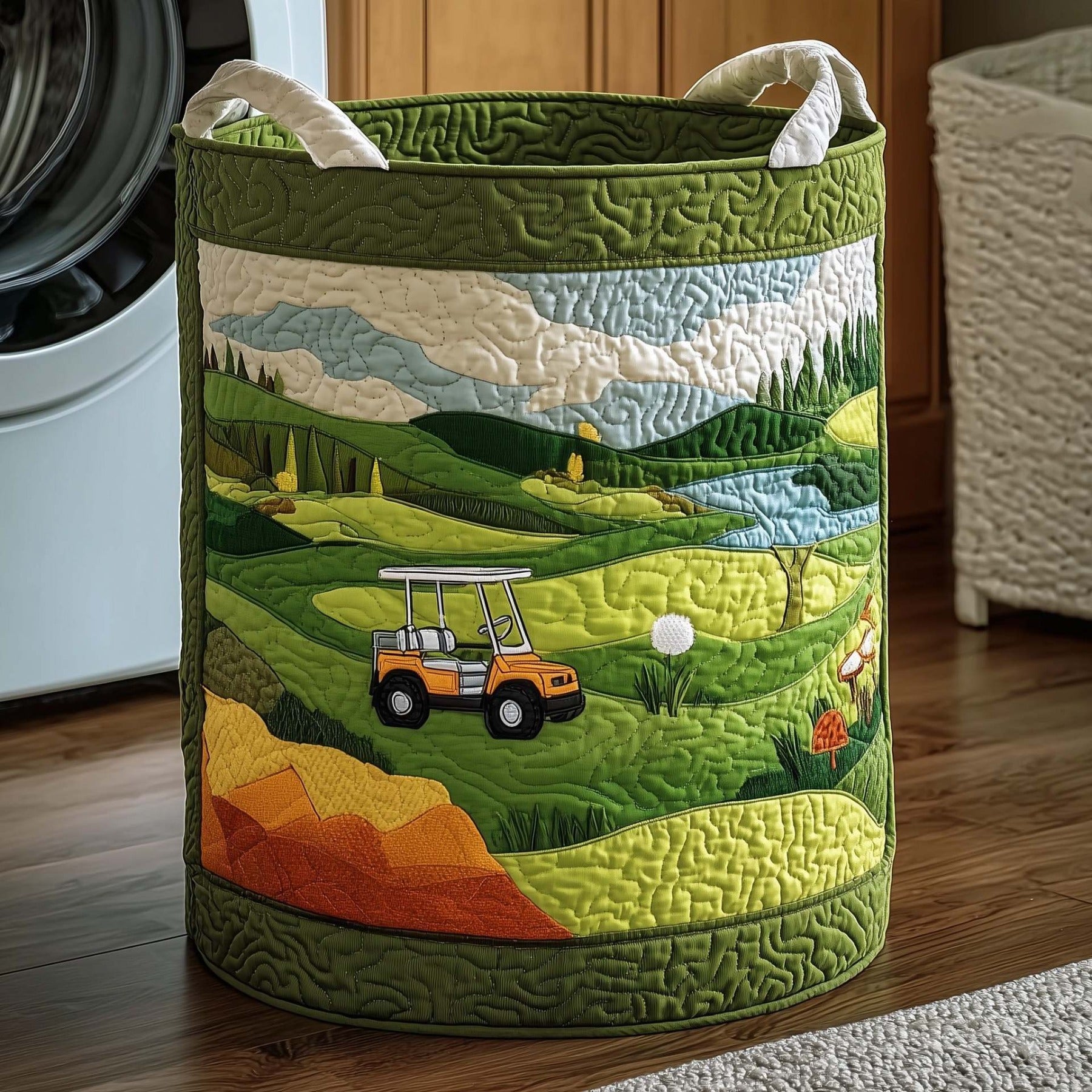 Creative Abstract Pattern Storage Basket, Large Folding Fabric Organizer Bin, Quilted Laundry Hamper for Bedroom Nursery Decor