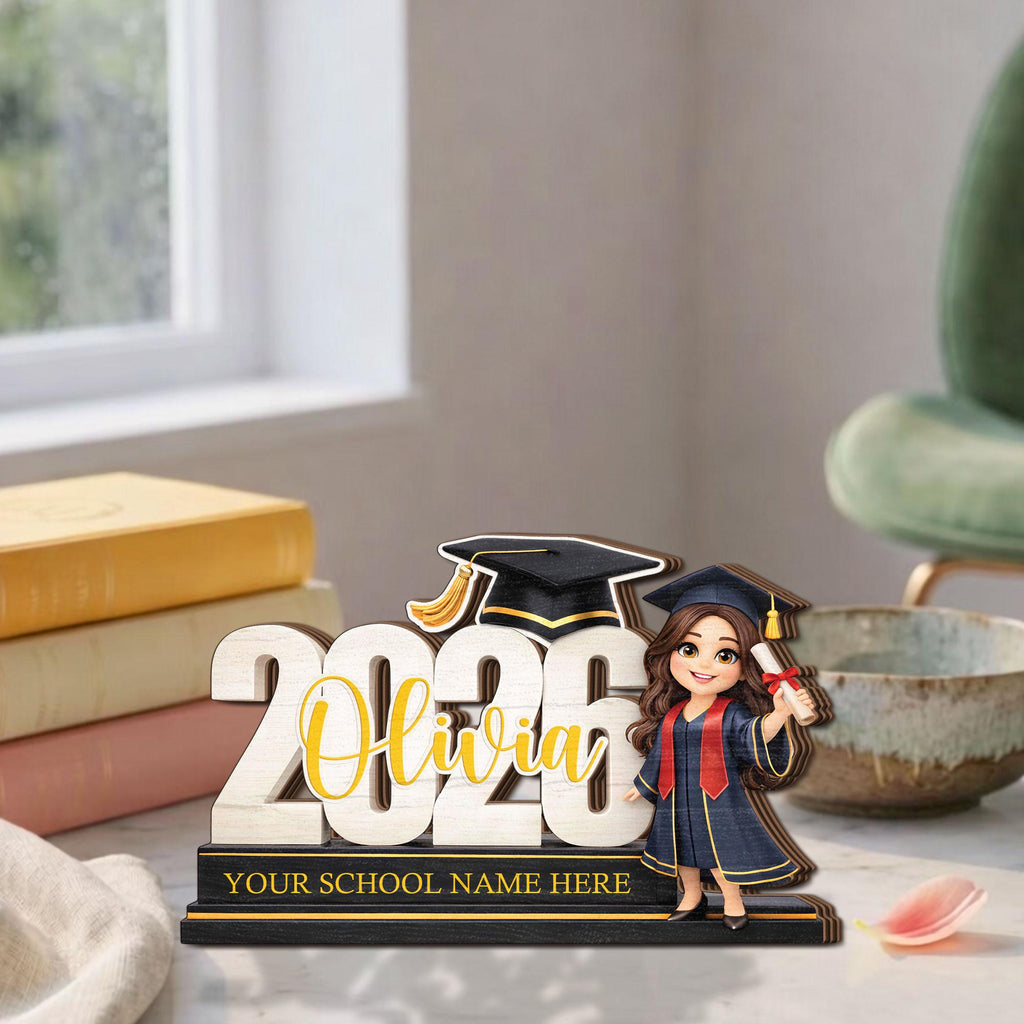 Personalized Graduation Wooden Block, Custom Name Sign, Class of 2026 Decor, Graduation Gift for Her Him,graduate Keepsake, Senior 2026 Gift