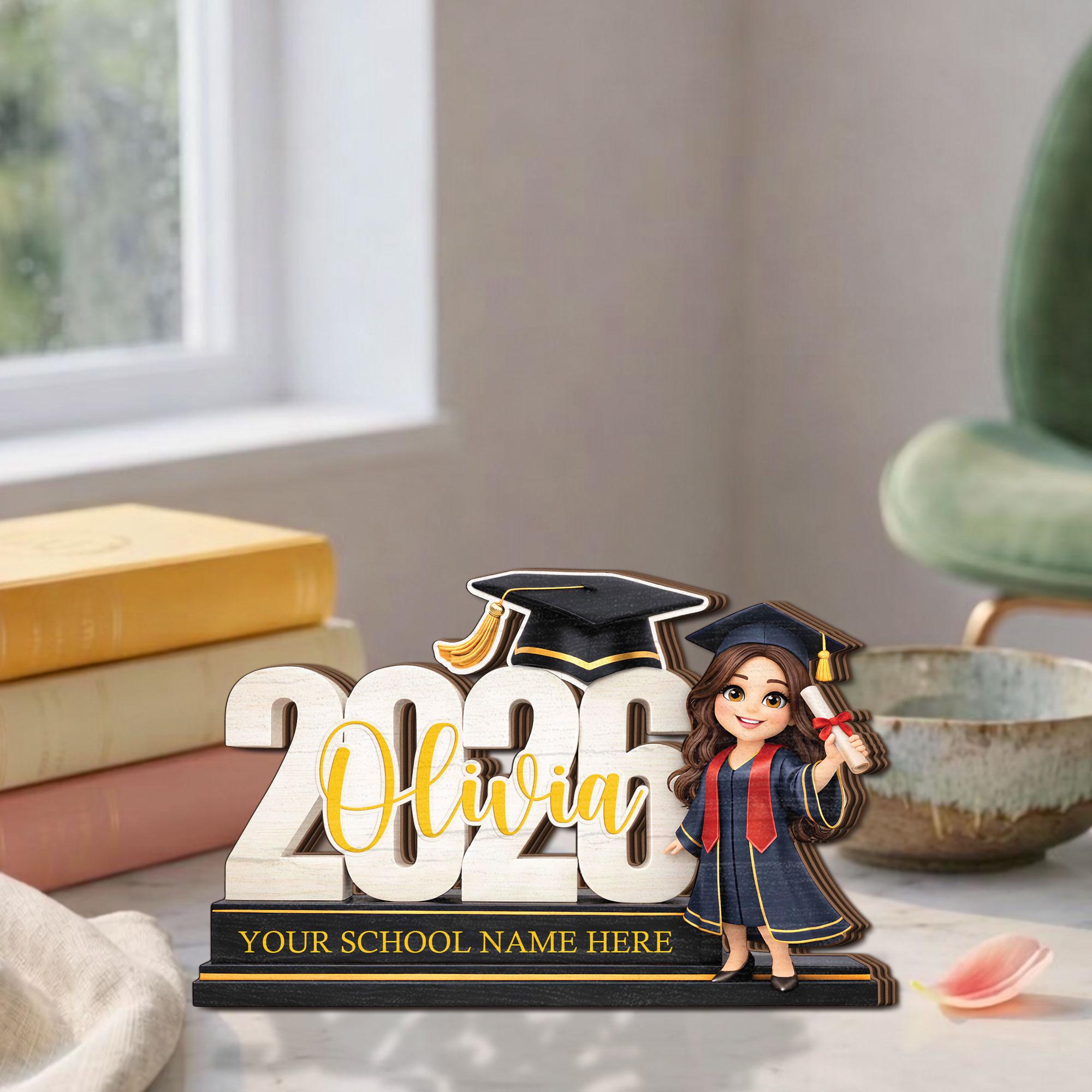 Personalized Graduation Wooden Block, Custom Name Sign, Class of 2026 Decor, Graduation Gift for Her Him,graduate Keepsake, Senior 2026 Gift