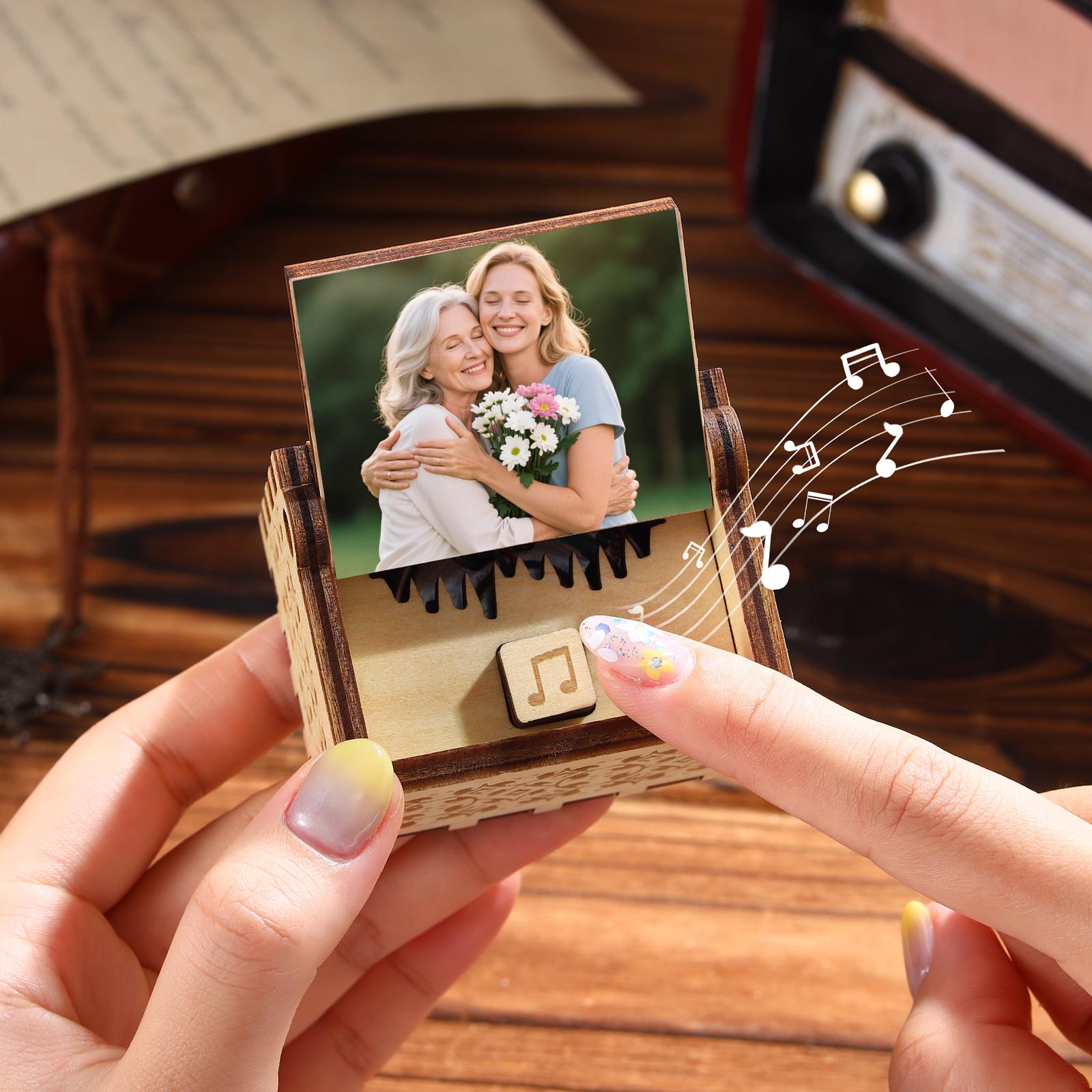 Personalized Custom Song & Photo Wooden Music Box, Keepsake Voice Record Music Box, Play Song Music Gifts for Him, Handmade Anniversary Gift