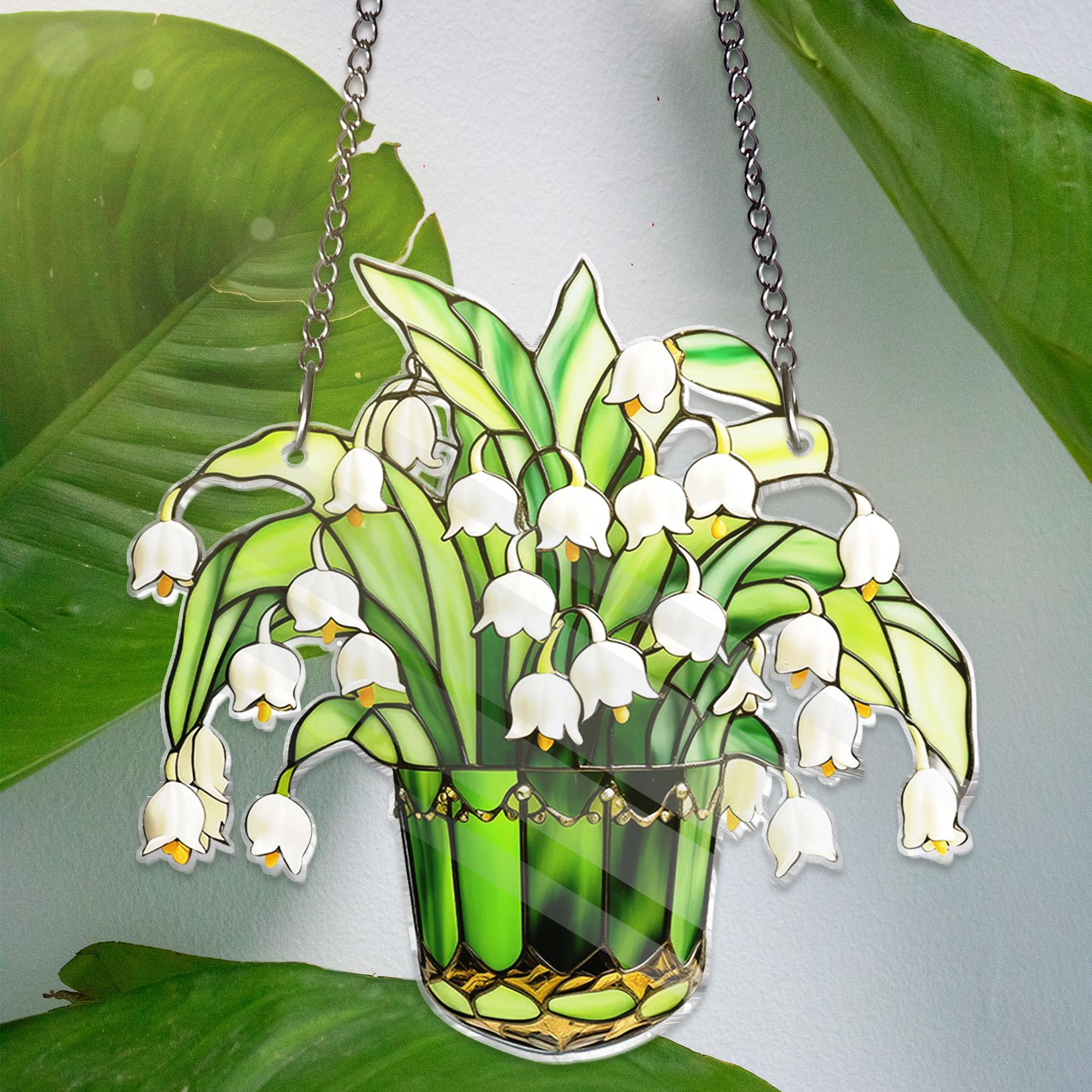 Lily of Valley ACRYLIC Window Hanging Decor, Flowers Art Decoration Lily of Valley Home Decor Housewarming Gift, Lily Flower Decor NOT GLASS
