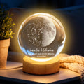 Custom Moon Phase & Star Map by Date - Personalized Crystal Ball Night, Custom Crystal Ball Night Light, Moon Phase Print, Valentines Day Wedding Anniversary Gift for Couple