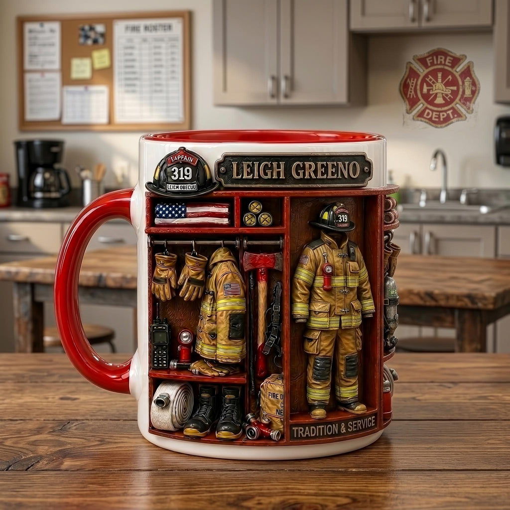 Personalized Firefighter Mug, Fireman Gift, Fire Department Coffee Cup, Custom First Responder Mug, Firefighter Dad Gift