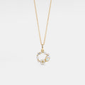Handmade Opal Tulip Flower Necklace, Dainty Gold Tulip Circle Pendant, Sterling Silver Friendship Jewelry, Trendy Best Friend Gift