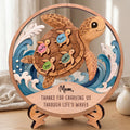 Personalized Wooden Sea Turtle Family Plaque, Unique Mom Gift, Turtle Lover Keepsake, Meaningful Mother’s Day Gift, Custom Family Name Sign