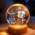 Countryside Couple Cowboy Cowgirl - Personalized Crystal Ball LED Nigh, Night Sky Print, Valentines Day Wedding Anniversary Gift For Couple