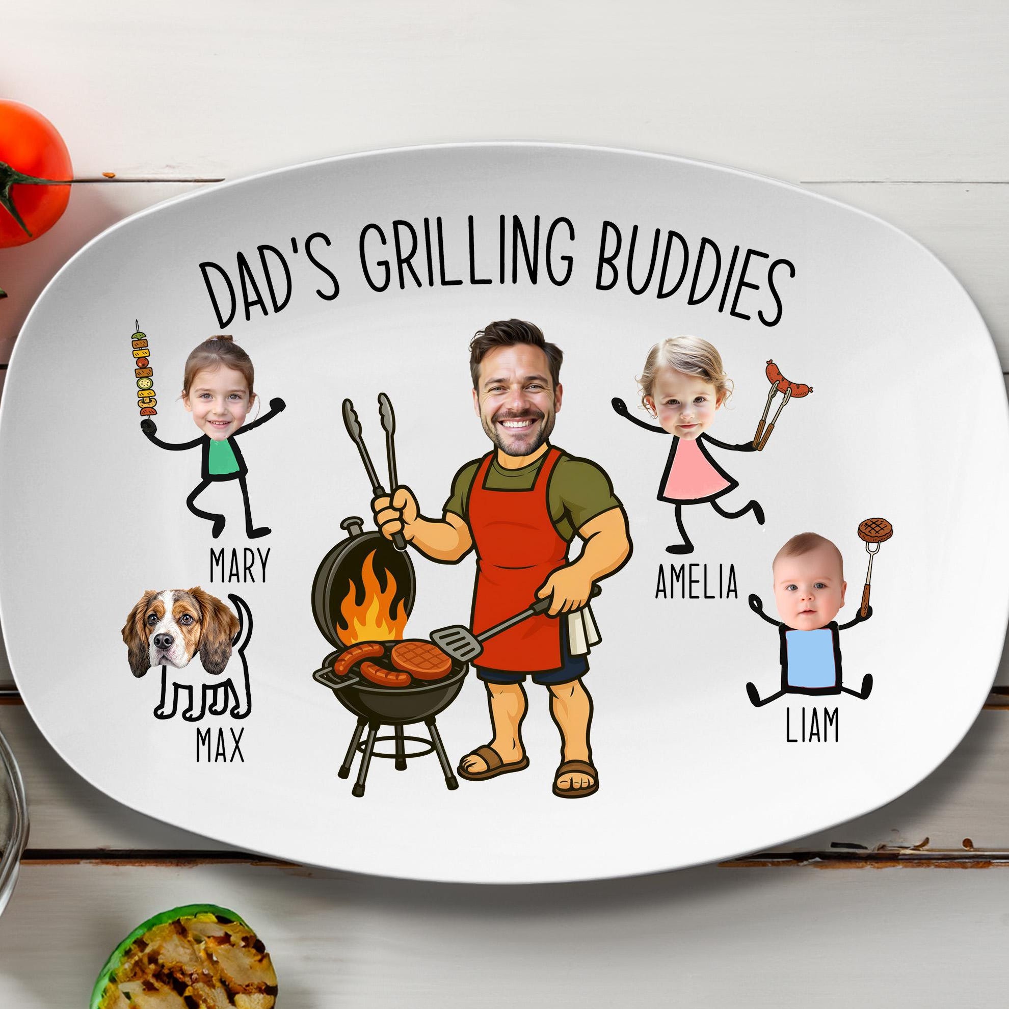 Dad’s Grilling Plate, Father’s Day Gift From Kids, Personalized Grilling Plate, Custom Grilling Plate Gift With Kids Names, BBQ Gift for Dad