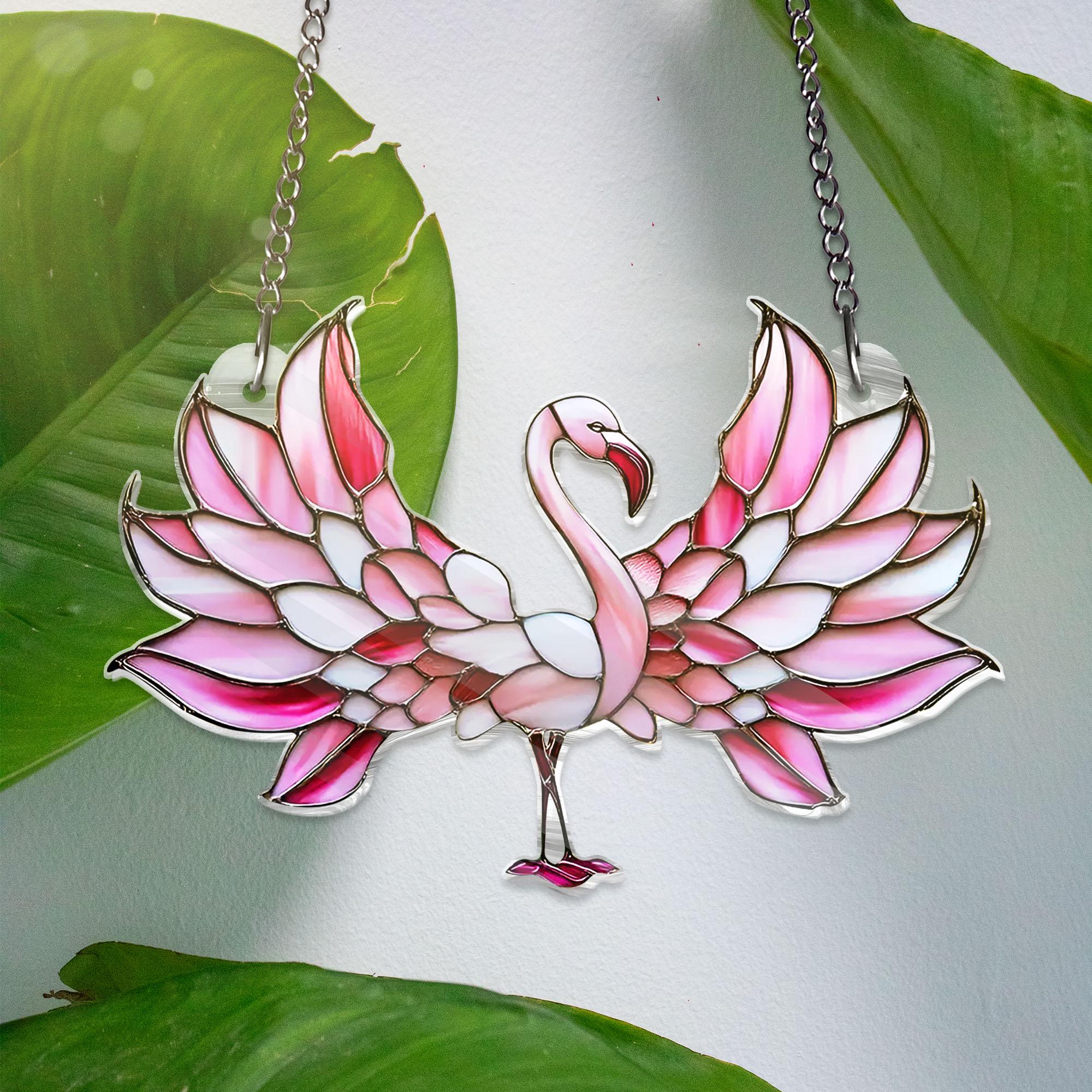 Pink Flamingo ACRYLIC Window Hanging Acrylic Effect Sun Catcher Bird Light Catcher Window Hanging Flamingo Home Decor Gifts NOT GLASS