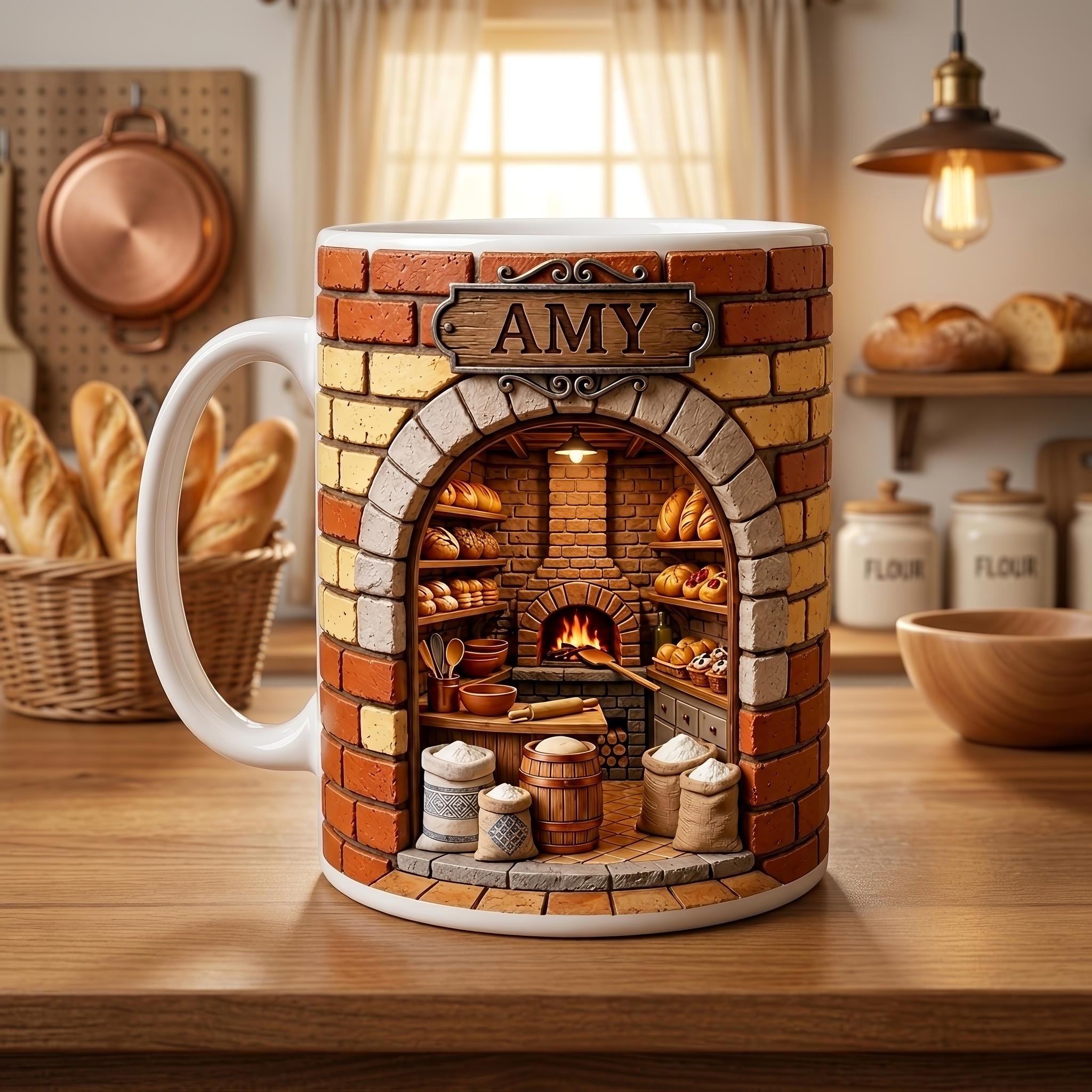 Personalized Baker Mug, Rustic Bakery Coffee Cup, Custom Baking Gift, Pastry Chef Mug, Cute Kitchen Lover Coffee Cup