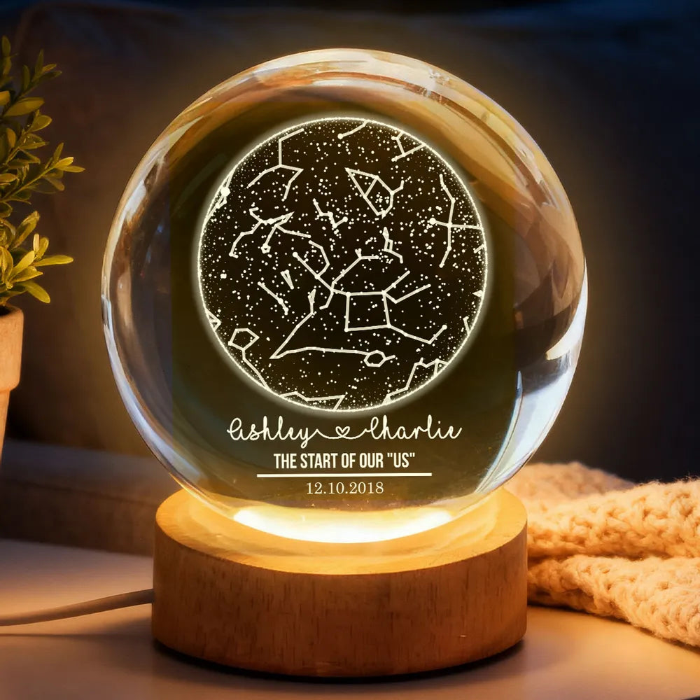 Custom Constellation Couple Star Map by Date, Custom Moon Phase LED Lamp, Valentine Gift for Couple, Wedding Anniversary Gift