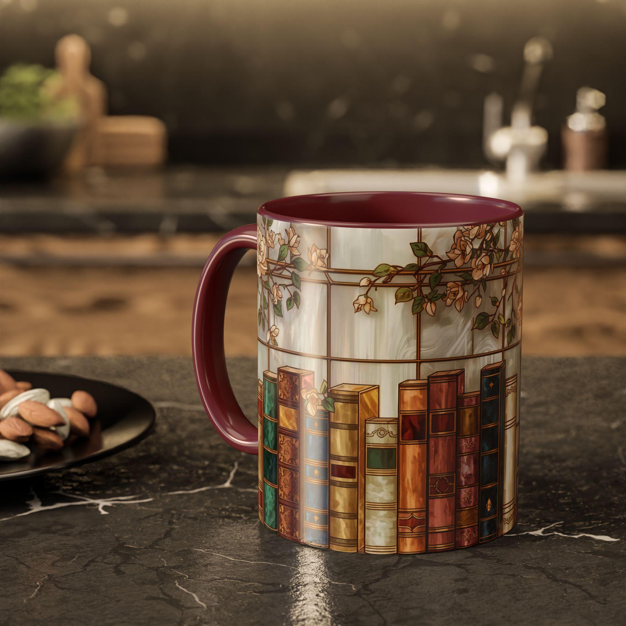 Bookish Bookshelf Mug – Library Aesthetic Coffee Cup Gift for Readers & Book Lovers – Cozy Literary Ceramic Mug – Reader Gift, Bookworm Gift