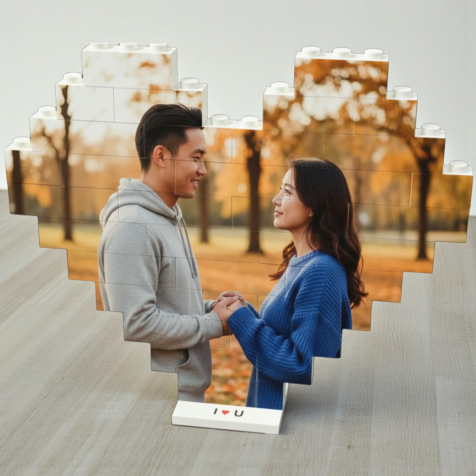 Personalized Valentine's Day Gift for Him or Her_ Custom Photo Building Block Heart