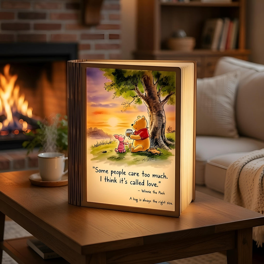 Personalized Mother's Day Gift, Winnie the Pooh Book Light, Classic Pooh Quote Night Light, Custom Lamp for Mom, Grandma Gift, Bedside Decor