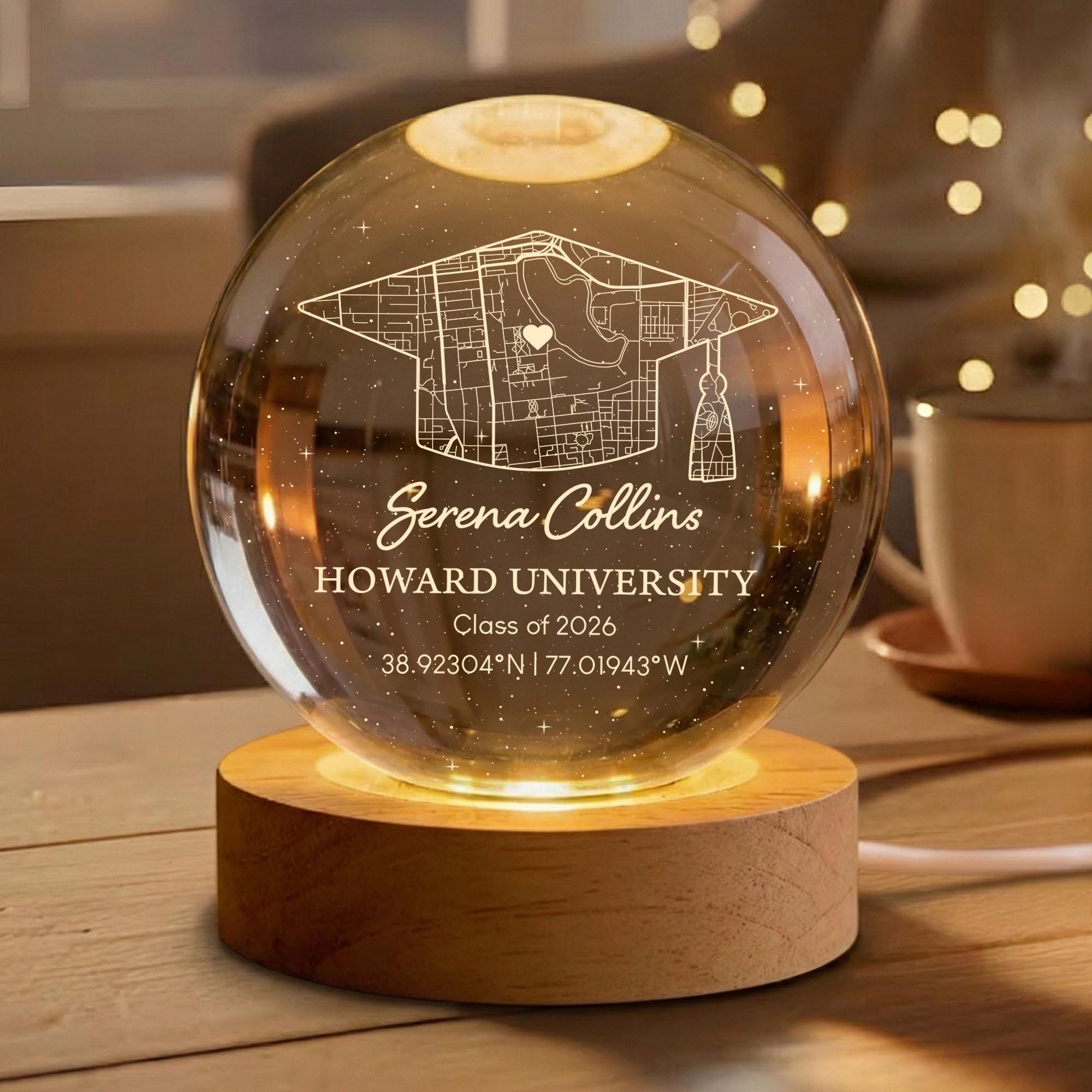 Personalized Graduation Gift, Personalized Crystal Ball Night Light, Custom Campus Map Graduation Gift, Class of 2026 Gift,2026 Grad Gift