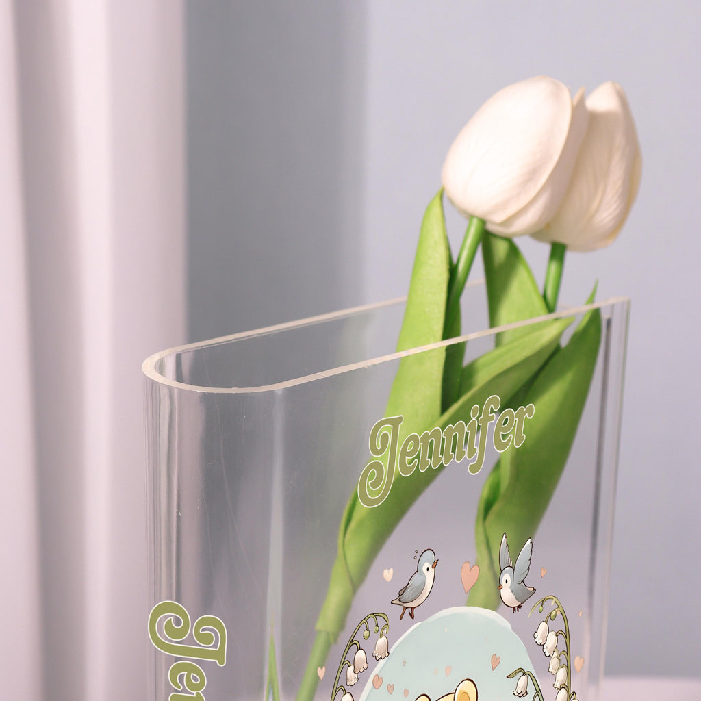 Winnie the Pooh Acrylic Book Vase, Cute Bear Bookish Vase, Lily of the Valley Book Shaped Vase Decor, Personalized Gift for Cartoon Lovers