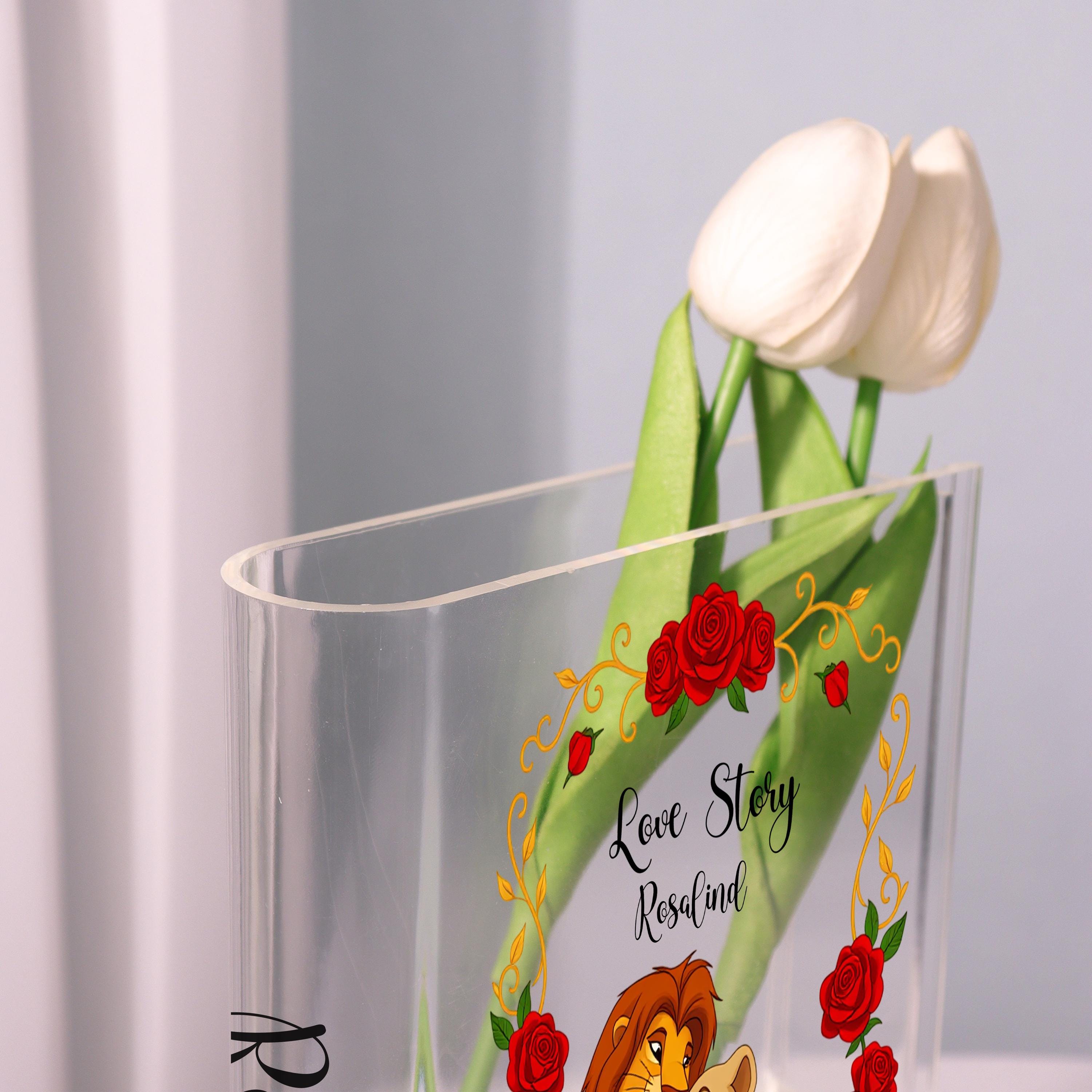 Lion King Acrylic Book Vase, Love Story Bookish Vase, Simba and Nala Book Shaped Vase, Magical Storybook Decor, Cartoon Gift for Book Lovers