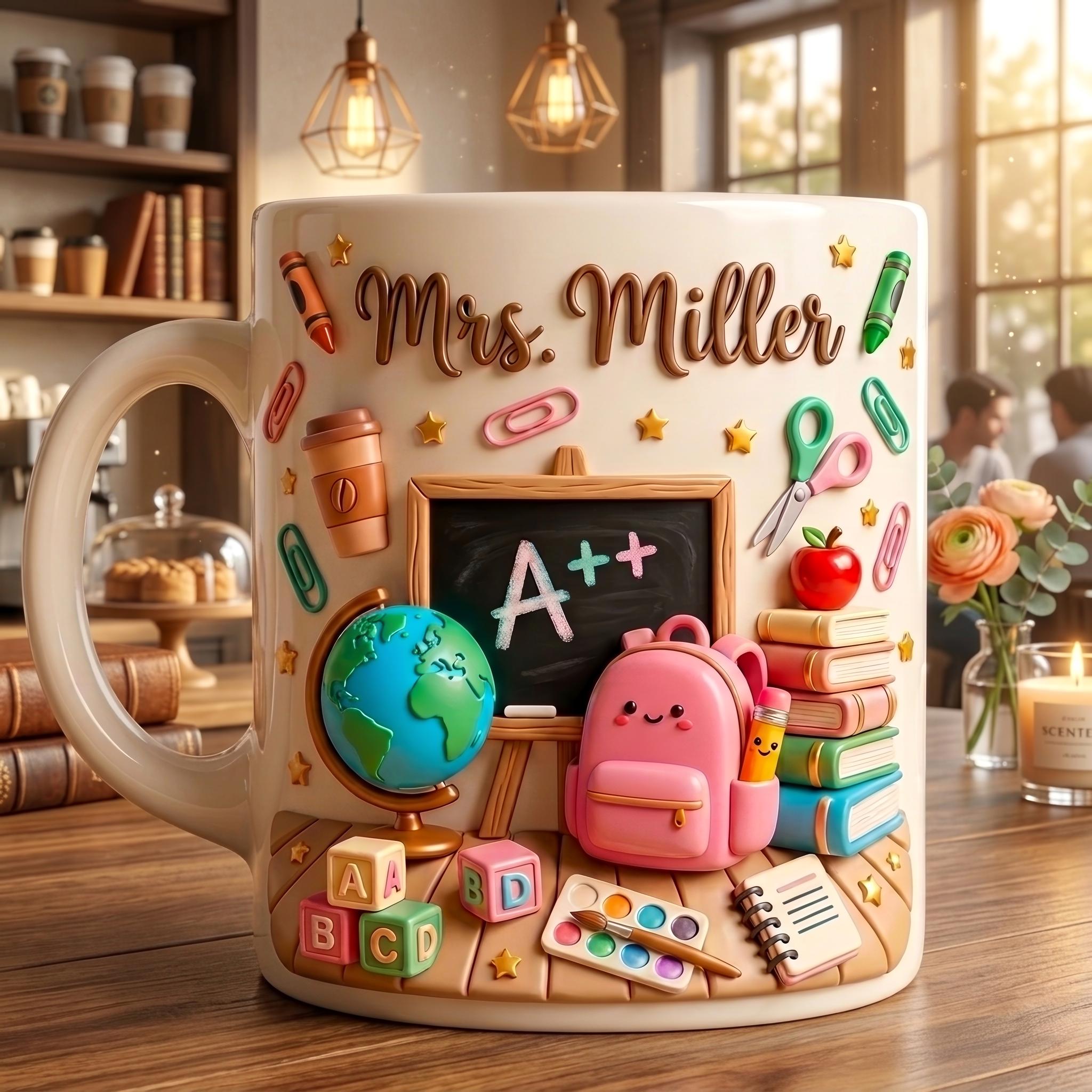 Personalized Teacher Mug, Classroom Coffee Cup, Cute Elementary Teacher Gift