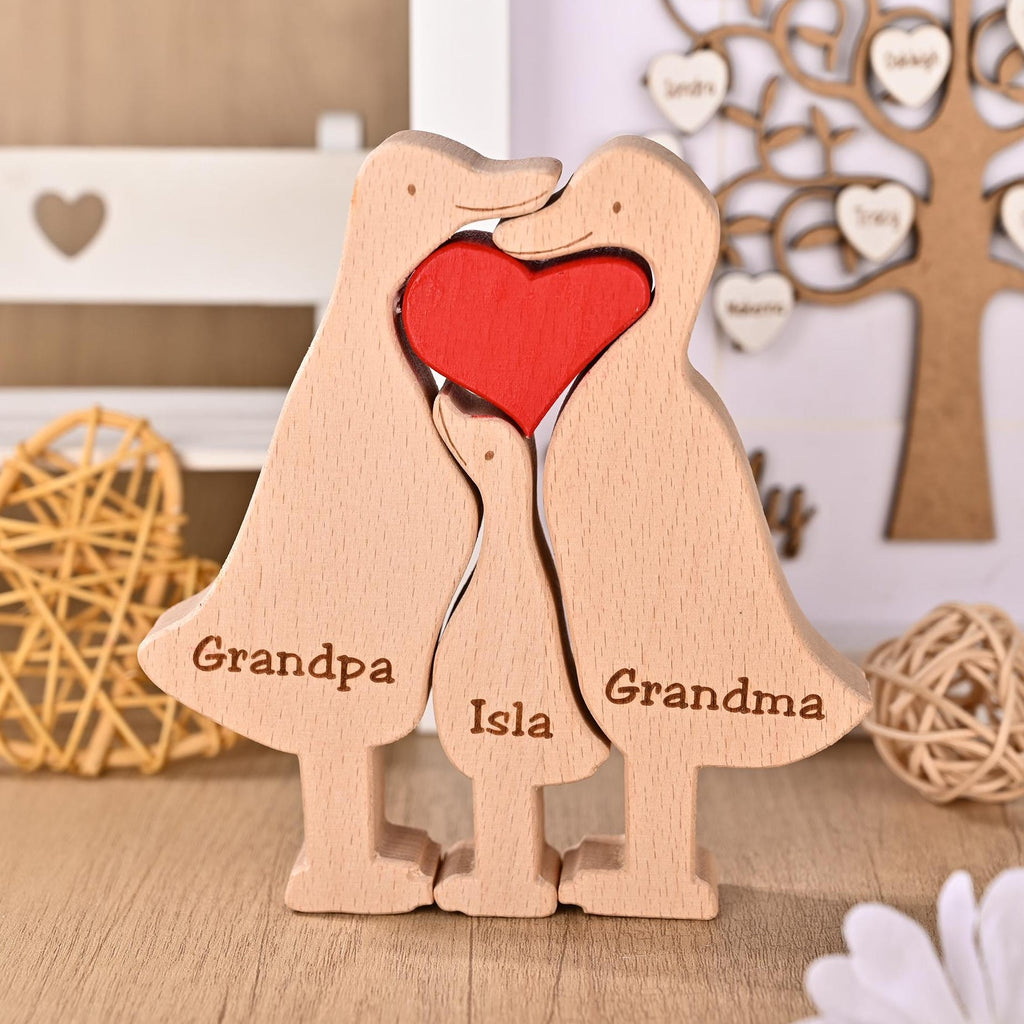 Cute Duck Family Puzzle, Wooden Family Decor, Duck Lover Gifts, Gift for Couples, Christmas Gift for Mom, 14th Anniversary Gift for Wife