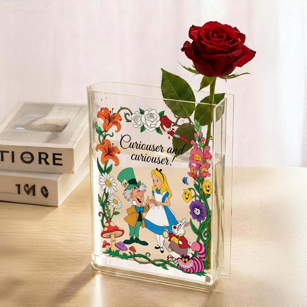 Alice in Wonderland Book Vase, Fairytale Bookshelf Accent, Literary Gift for Reader, Cute Fairytale Decor, Book Lover Gift, Bibliophile Gift
