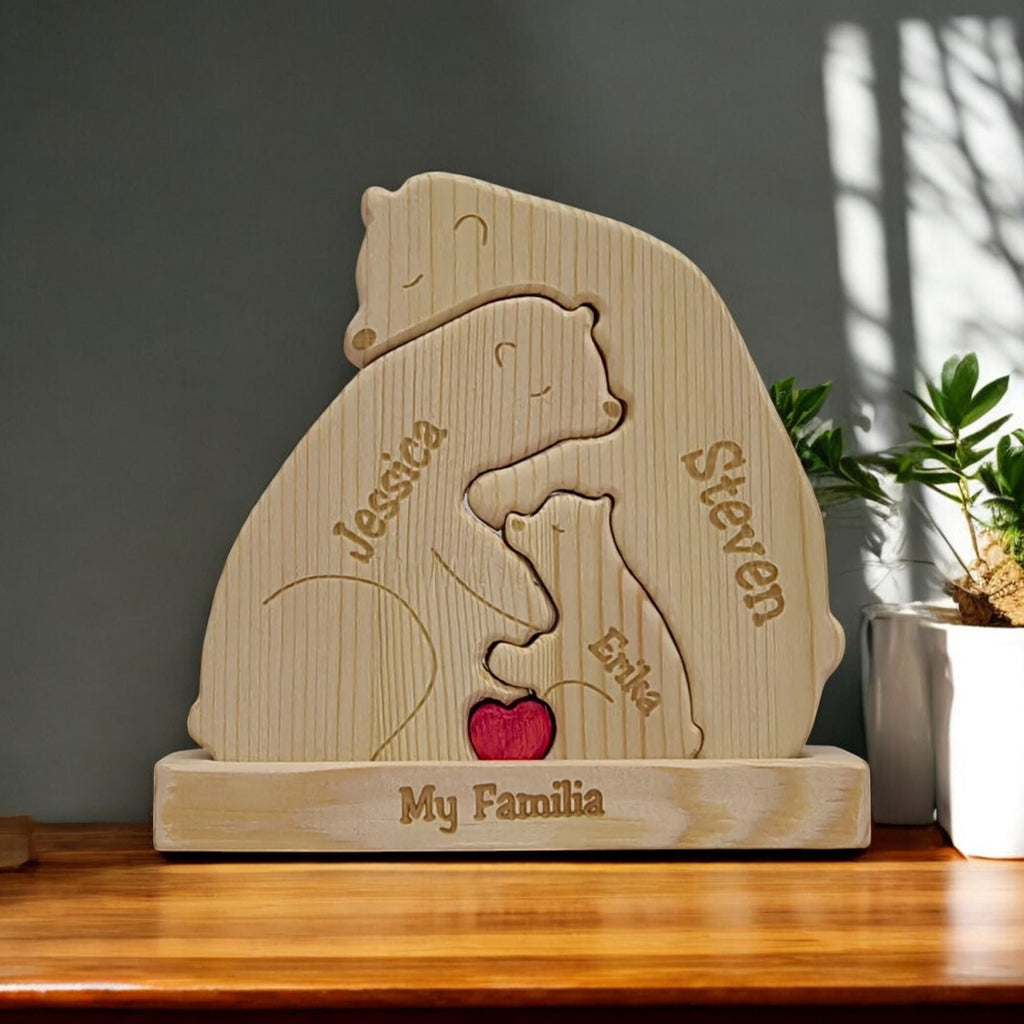 Bear Family Puzzle - Mothers Day Gift - Wooden Family Decor - Family Adoption Gift - Personalised Bear Family Puzzle - Moving Out Gift
